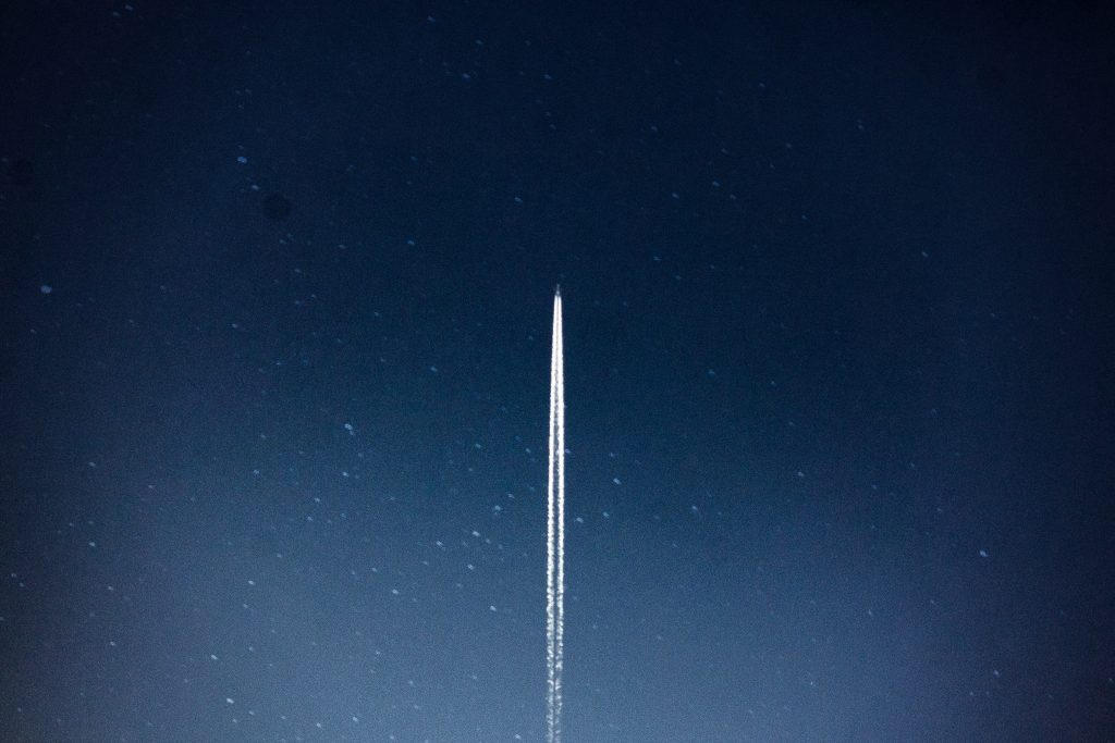 Rocket launch at night